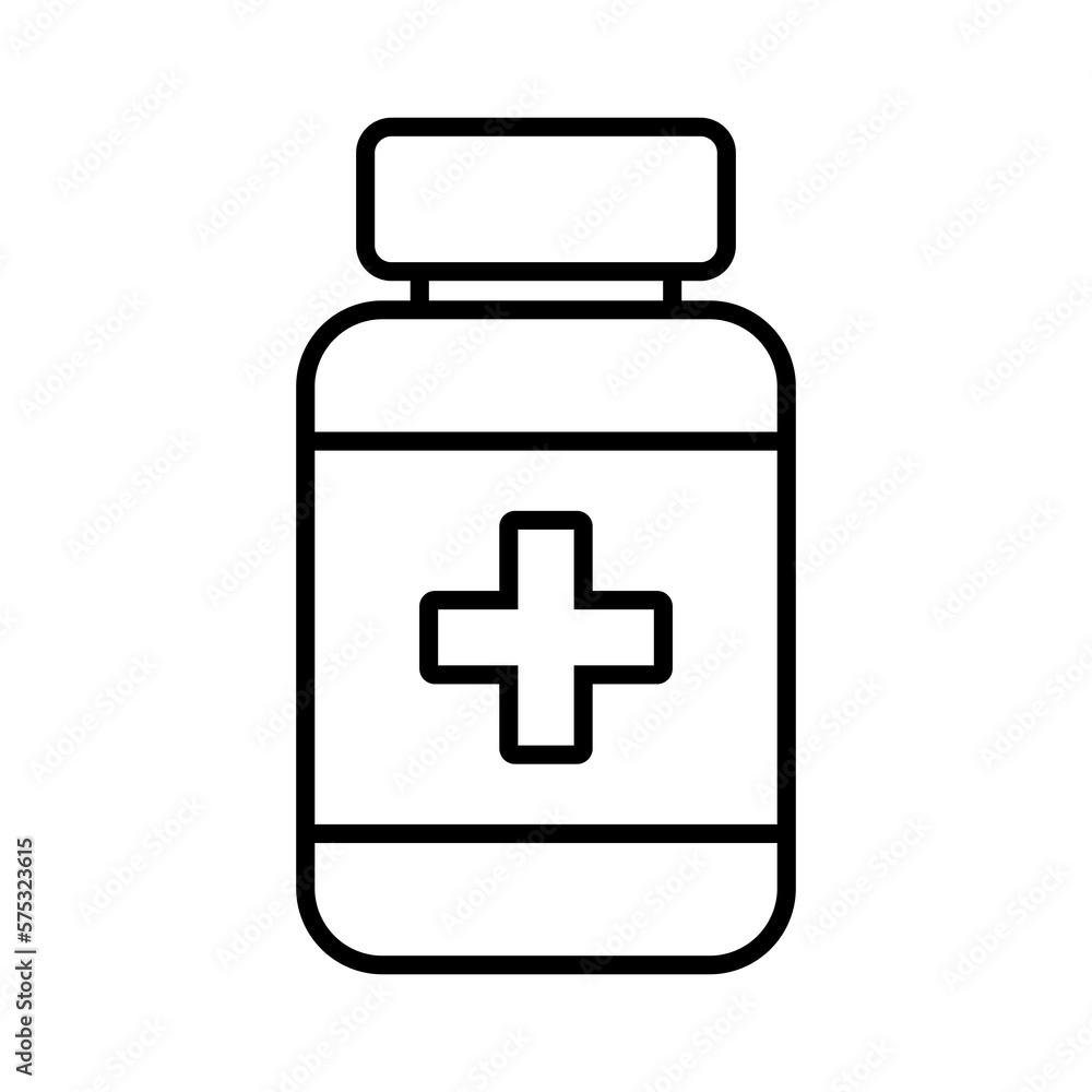Medicine bottle icon. Black and white icon. Vector illustration. Medicine bottle icon. Black and white icon. Vector illustration.