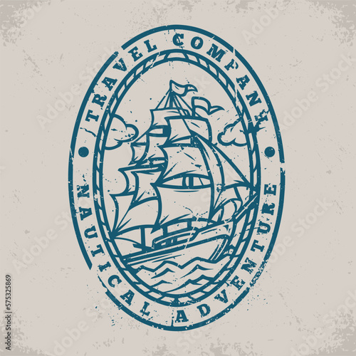 Travel company label monochrome vintage