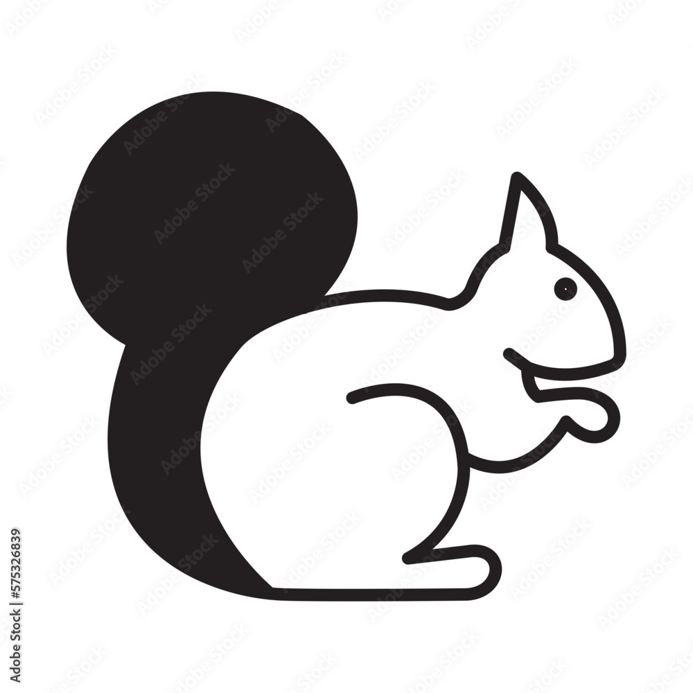 Naklejka premium Solid Line SQUIRREL design vector icon