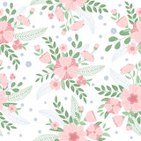Seamless pattern flower on white background. Print for your design. Vector Illustration.