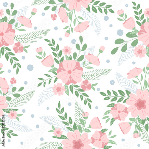 Seamless pattern flower on white background. Print for your design. Vector Illustration.