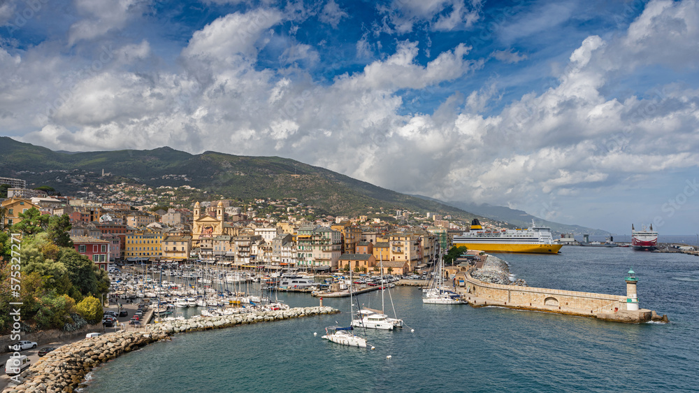 Old town and marina of Bastia on Corsica, France