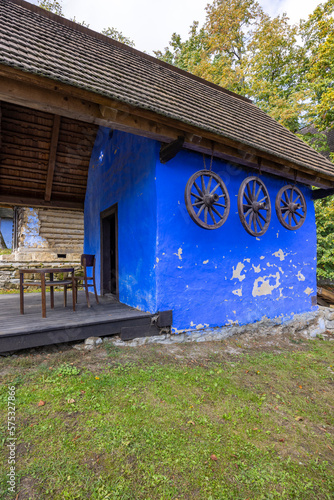 Old wooden village house, Hervartov near Bardejov, Slovakia photo