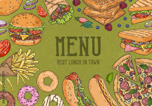 Fast food colorful vintage poster