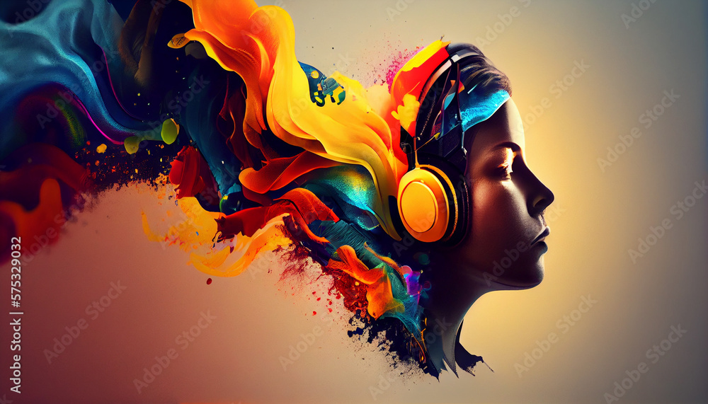 Colorful Headphone, Sound Inspiration, Emotions, Creative Music Background