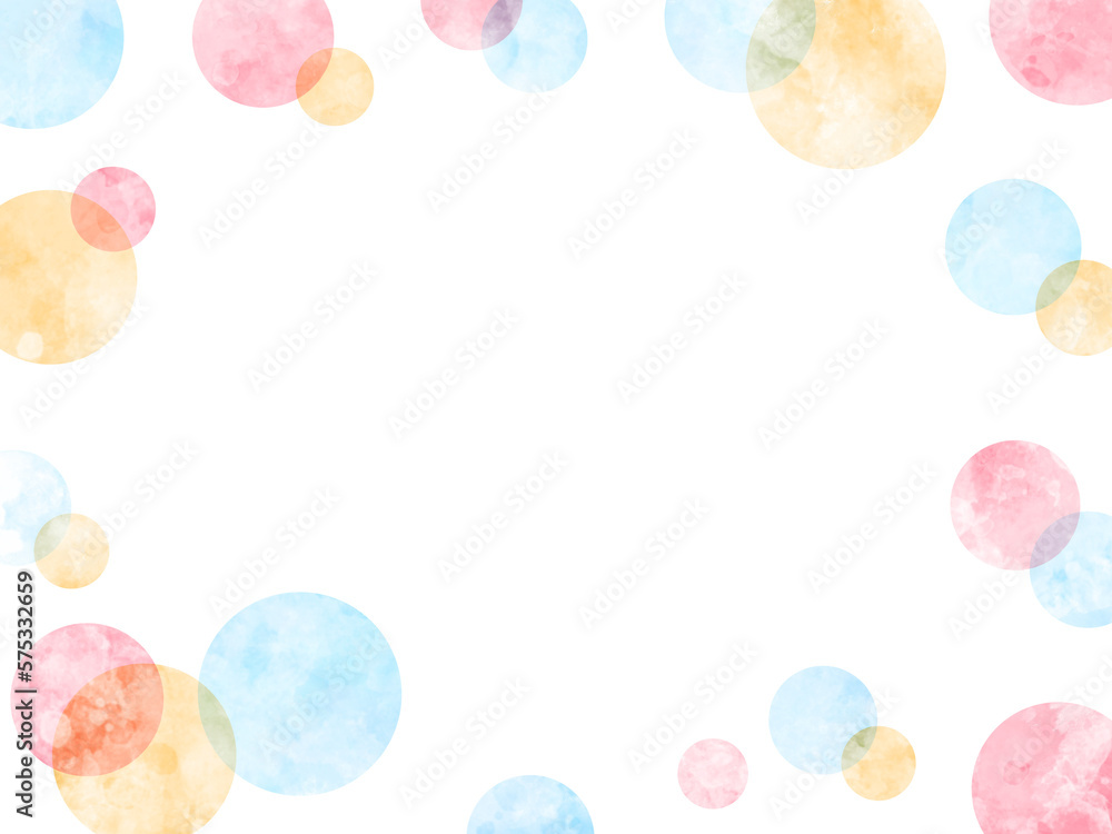 背景素材　背景　壁紙　水彩　フレーム　枠　スペース　余白　ドット　水玉　丸　模様　柄　テクスチャ