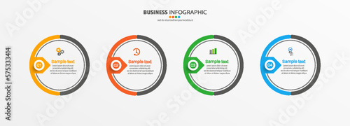 Business vector infographic design template with 4 options, steps or processes. Can be used for workflow layout, diagram, annual report, web design 