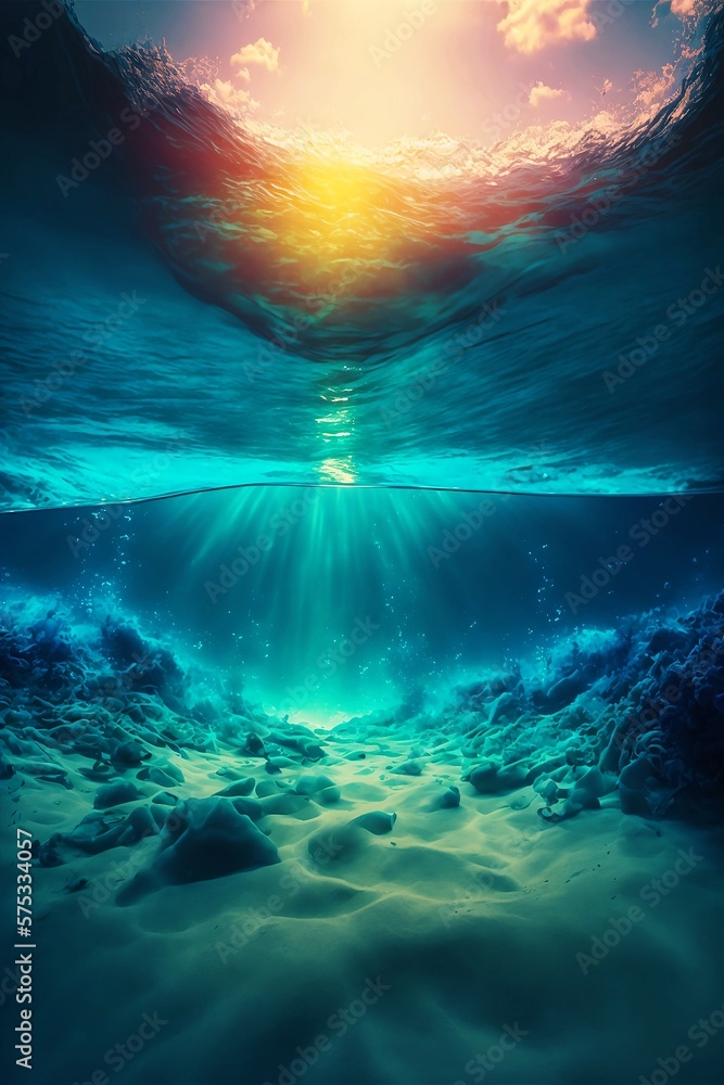 Clear underwater sea surface digital art