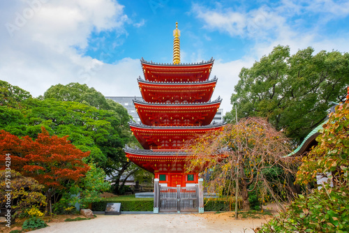 Fotografie Fukuoka, Japan - Nov 20 2022: Tochoji Temple located in Hakata district