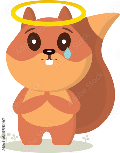 Squirrel with tears in his eyes. Vector graphics on the theme of help
