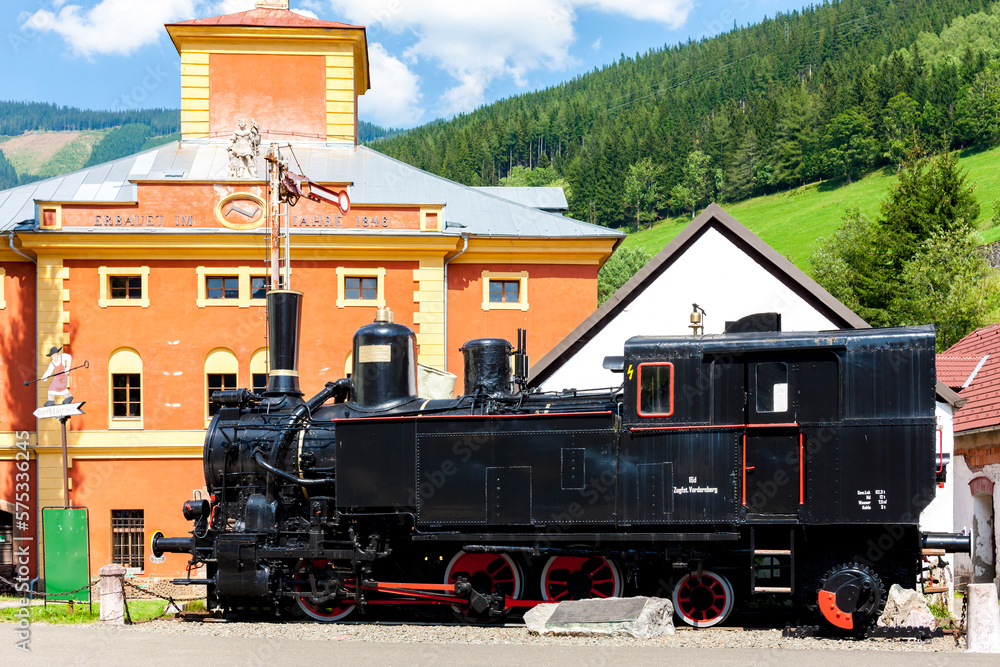 Obraz premium Railay Museum with steam engine in Vordernberg, Styria, Austria