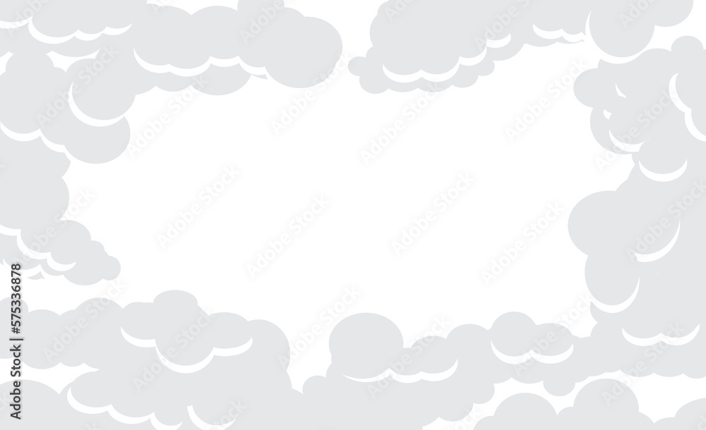 White fluffy clouds surround an opening that reveals clear blue sky where graphic elements or text may be placed. White fluffy clouds surround an opening that reveals clear blue sky where graphic elements or text may be placed.