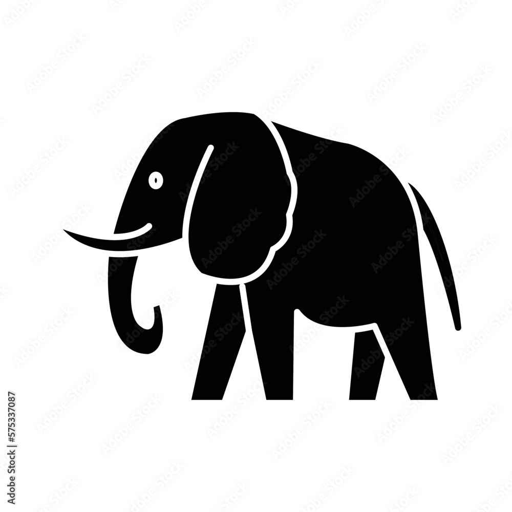 Solid ELEPHANT design vector icon Solid ELEPHANT design vector icon