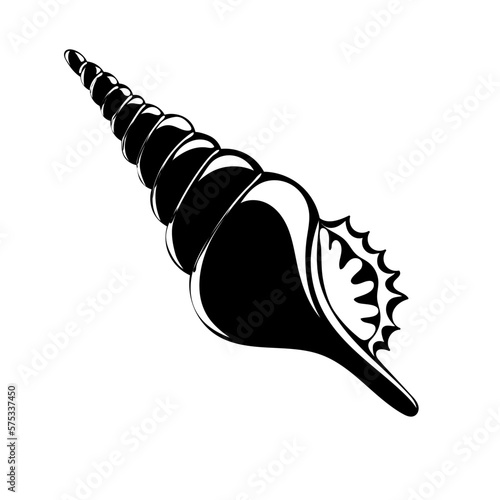 Silhouette of seashell . Shellfish. Marine dwellers. Concept of sea and ocean life. Vector illustration