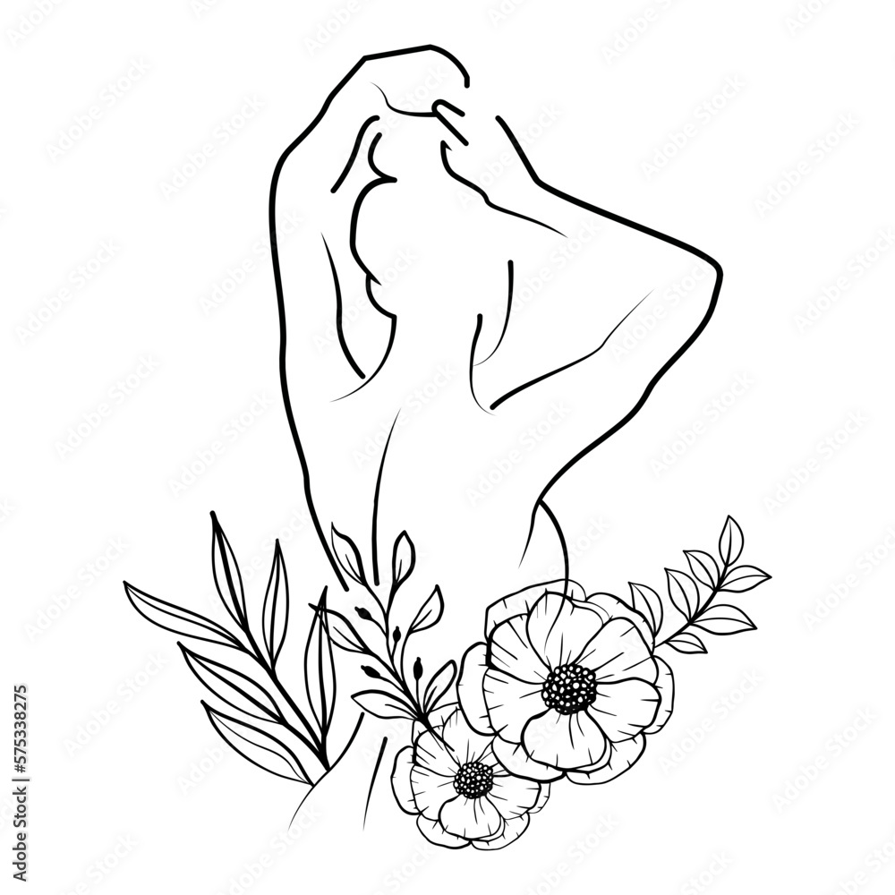 Elegant One Line Sketches of Woman Abstract Face. Female Face Drawing ...