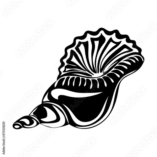 Silhouette of seashell . Shellfish. Marine dwellers. Concept of sea and ocean life. Vector illustration