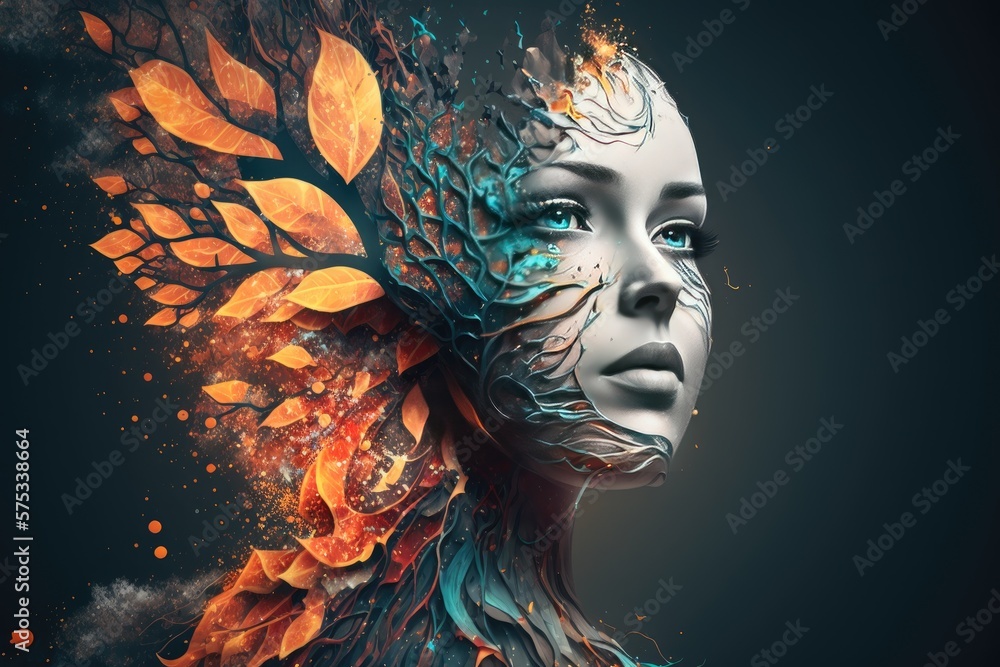 Fototapeta premium Colorful artistic female face