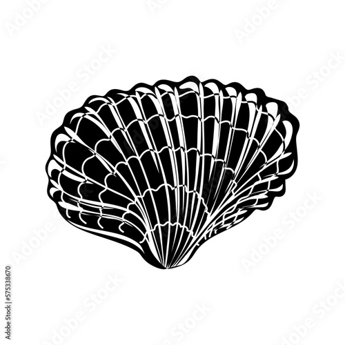 Silhouette of seashell . Shellfish. Marine dwellers. Concept of sea and ocean life. Vector illustration