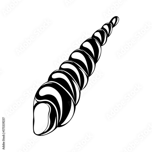 Silhouette of seashell . Shellfish. Marine dwellers. Concept of sea and ocean life. Vector illustration