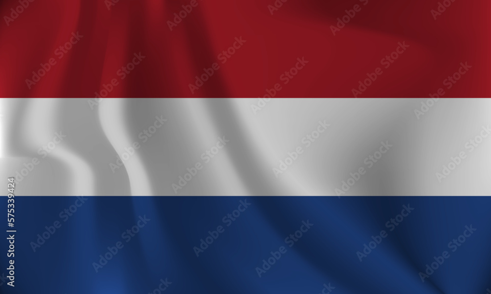 Flag of Netherlands, with a wavy effect due to the wind.