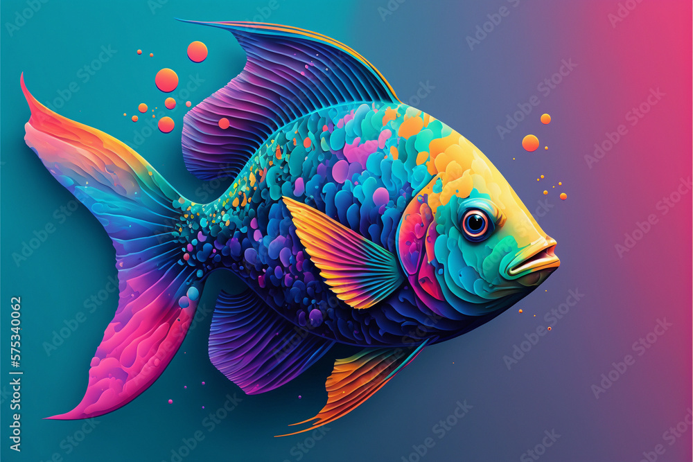 colorful fish illustration, Generative AI colorful fish illustration, Generative AI