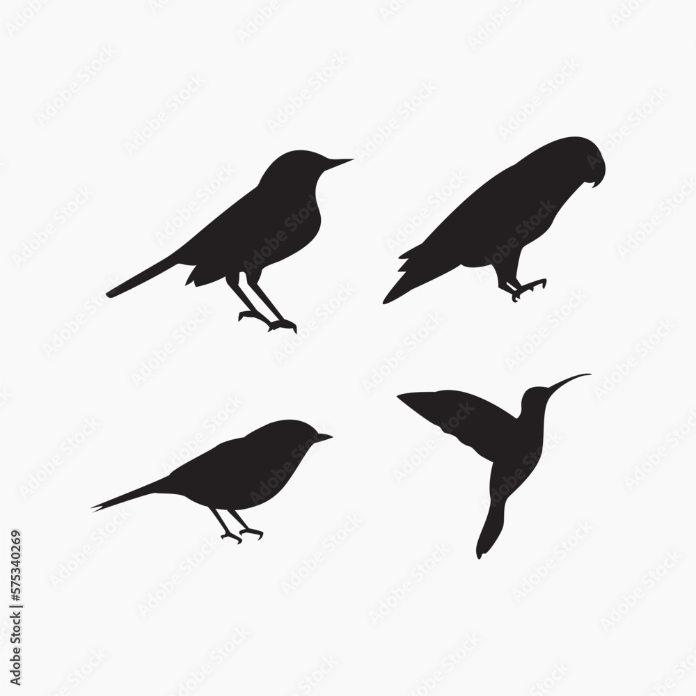 set of professional silhouette of birds in black color design vector