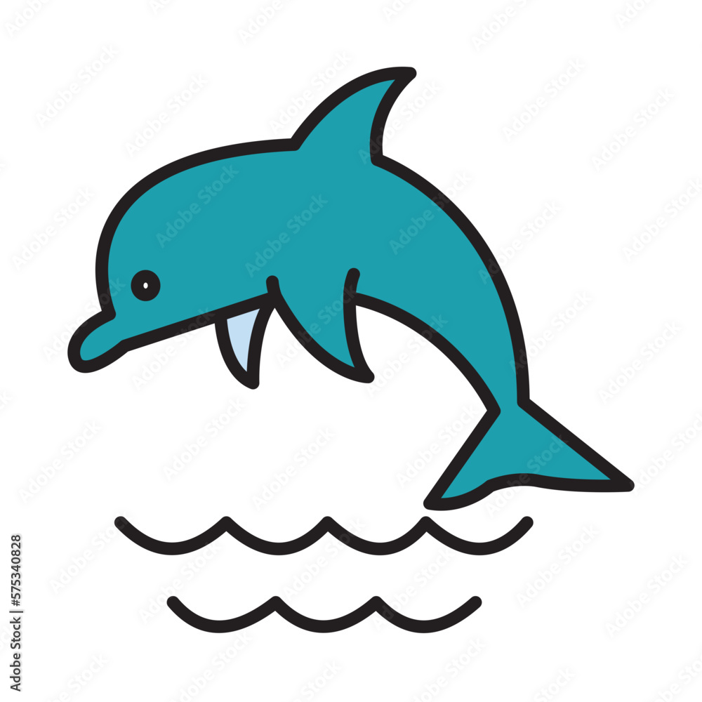 Fototapeta premium Filled Line DOLPHIN design vector icon