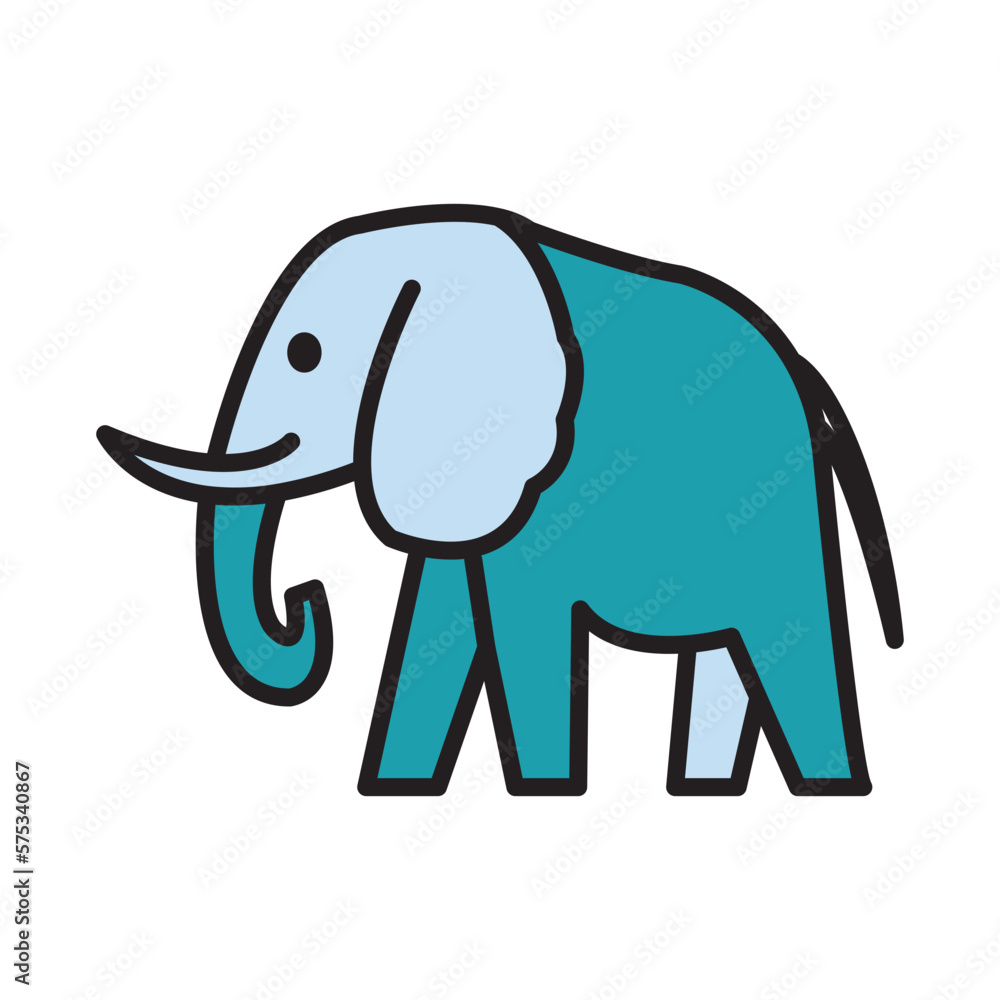 Fototapeta premium Filled Line ELEPHANT design vector icon