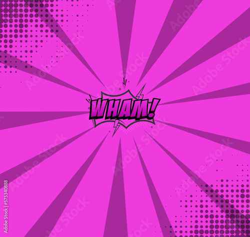 wham comic book bubble text retro style