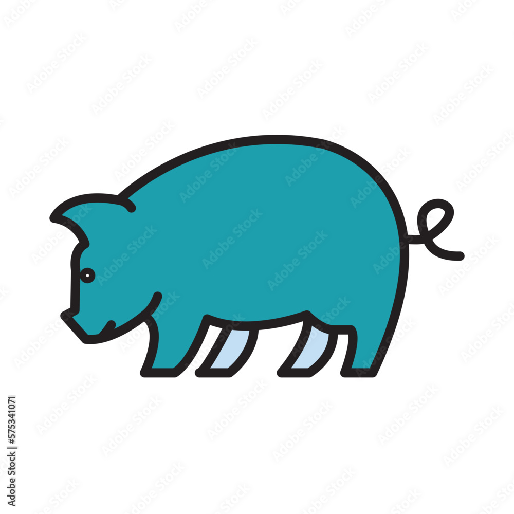 Filled Line PIG design vector icon Filled Line PIG design vector icon