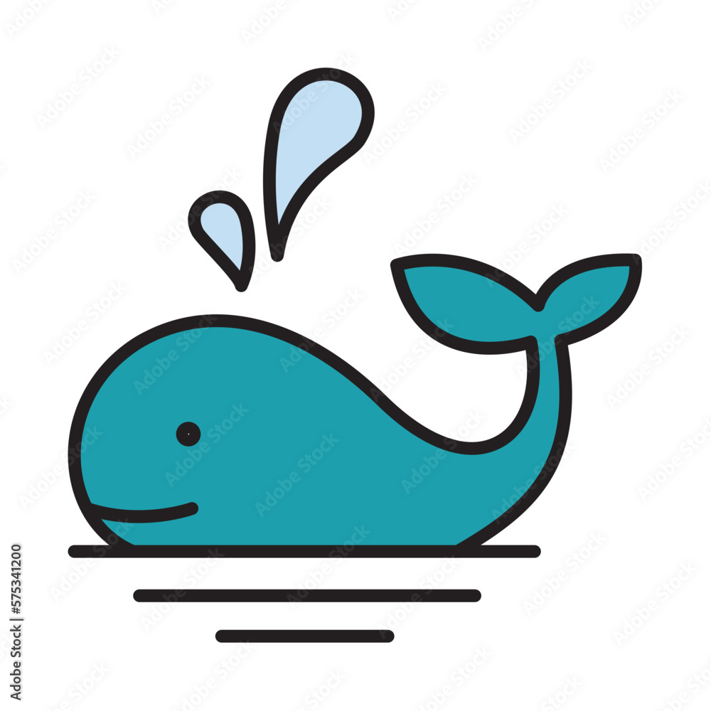 Fototapeta premium Filled Line WHALE design vector icon