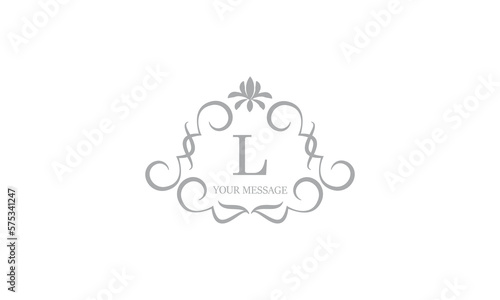 Gentle elegant monogram for cards, invitations, menus, labels with the initial letter L. Graphic design for pages, business signs, boutiques, cafes, hotels. Classic wedding invitation design elements.