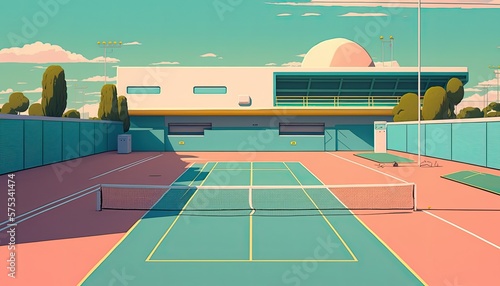 tennis court in a stadium Generative Ai