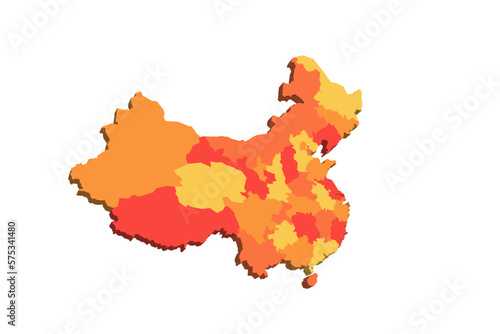 China political map of administrative divisions - provinces, autonomous regions and municipalities. Map with labels.