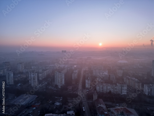 Cold and foggy sunrise over the Sofia(Bulgaria) city