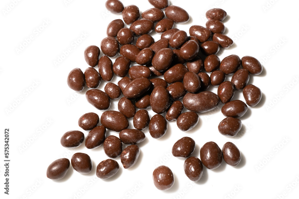 peanuts in chocolate on a white background. peanuts in chocolate on a white background.