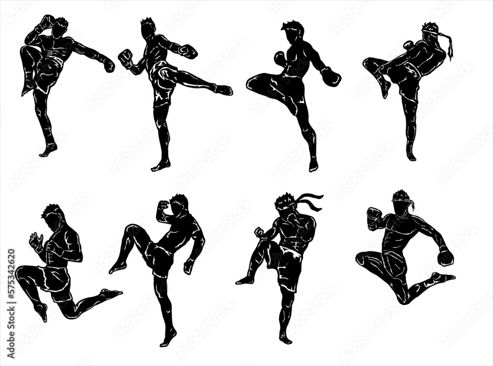 muaythai logo icon kick and punch Stock Vector | Adobe Stock