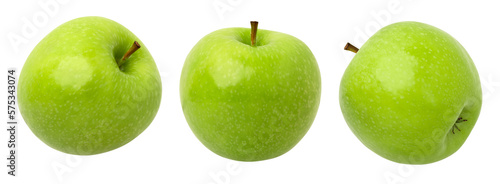 green apple isolated, fresh green apple, transparent png, PNG format, cut out, collection