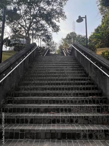 Fototapeta Naklejka Na Ścianę i Meble -  Long staircase uphill to the observation deck