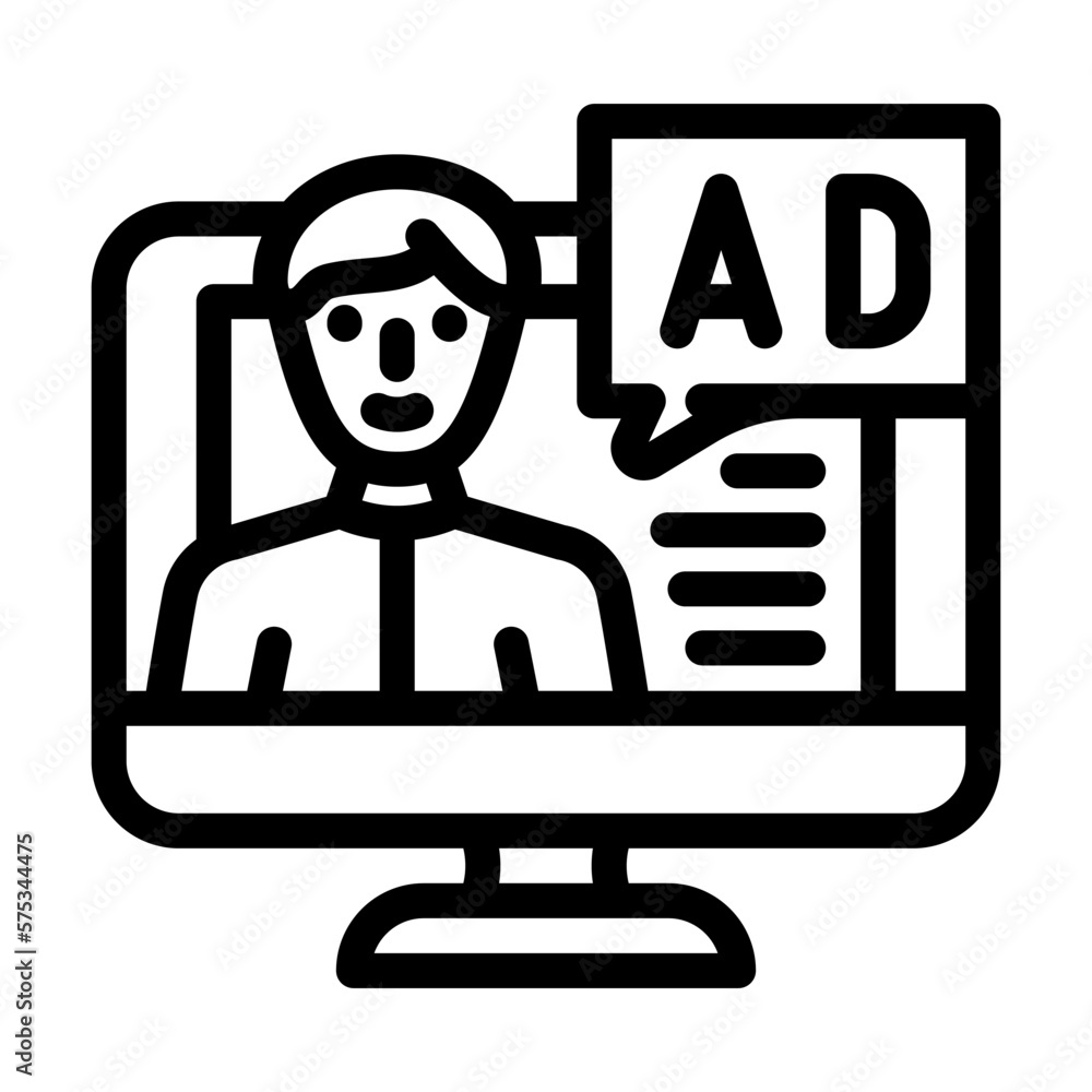 native advertising line icon vector illustration