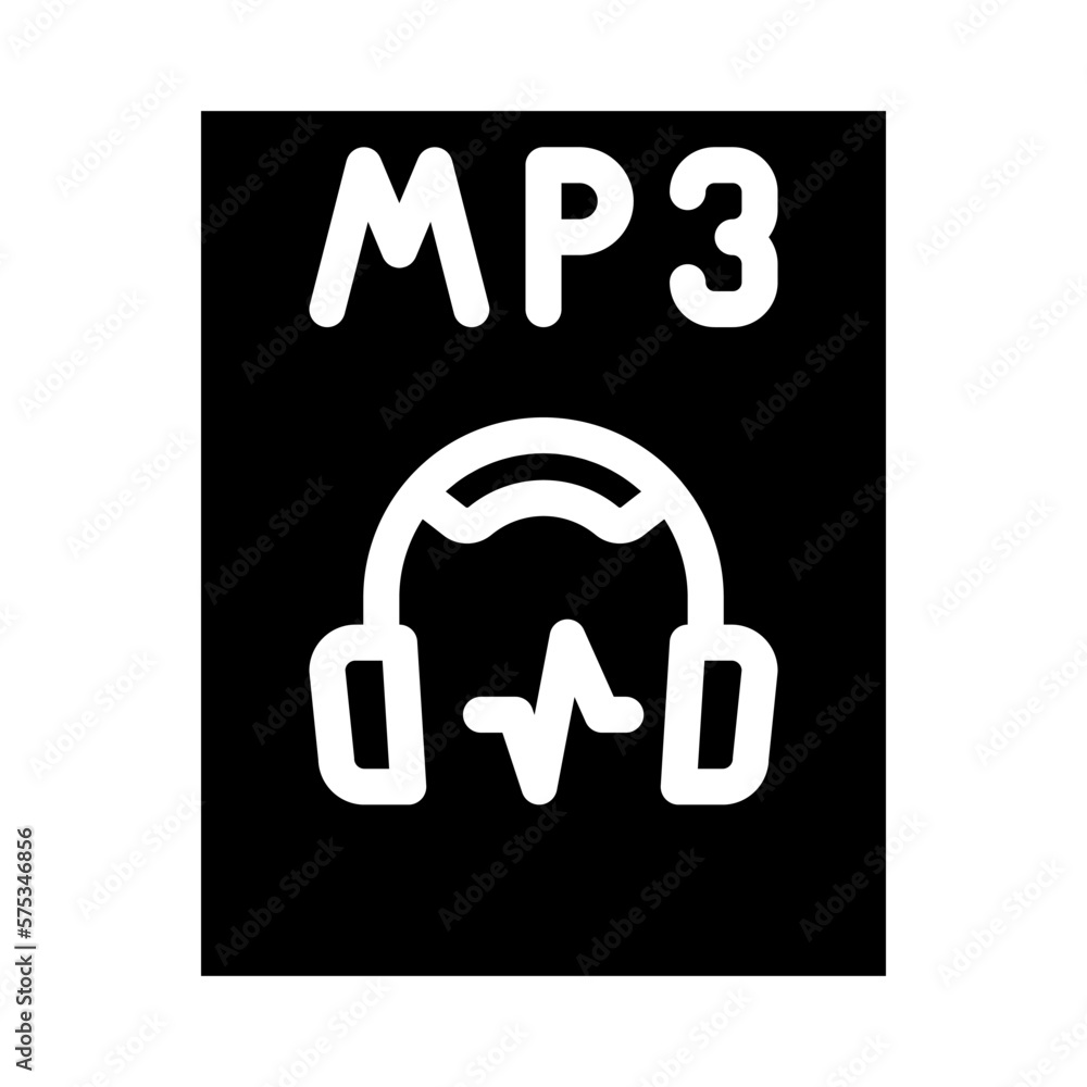 mp3 file format document glyph icon vector illustration mp3 file format document glyph icon vector illustration