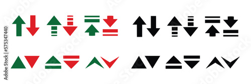Stock exchange green and red up and down arrows icons,cryptocurrency growth icons 