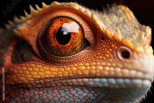 closeup of a bearded red dragon reptile. Generative AI