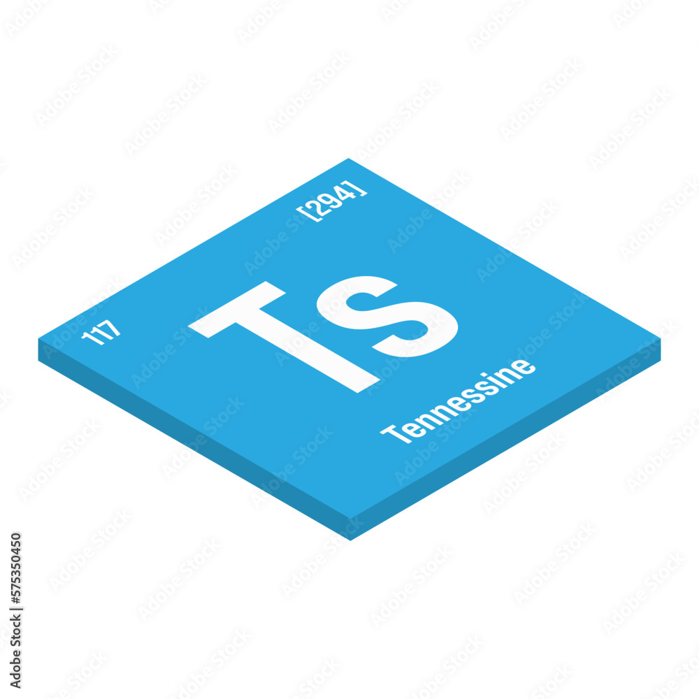 Tennessine, Ts, periodic table element with name, symbol, atomic number and weight. Synthetic element with no known commercial or industrial uses, but has been used in scientific research. Tennessine, Ts, periodic table element with name, symbol, atomic number and weight. Synthetic element with no known commercial or industrial uses, but has been used in scientific research.