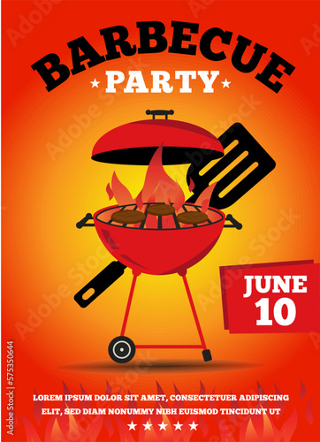 Orange vibrant BBQ Grill Party event invitation