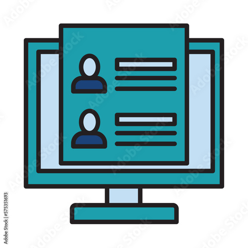 Filled Line COMPUTER BASE design vector icon