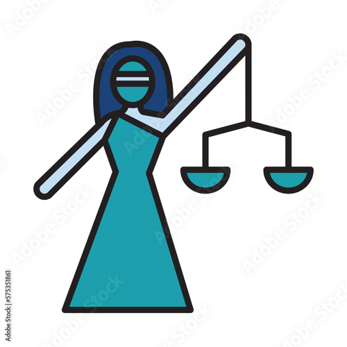Filled Line LADY OF JUSTICE design vector icon