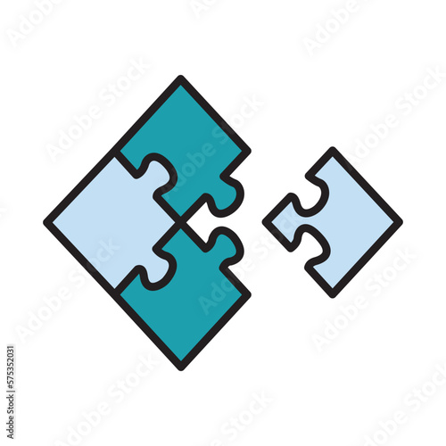 Filled Line PUZZLE design vector icon