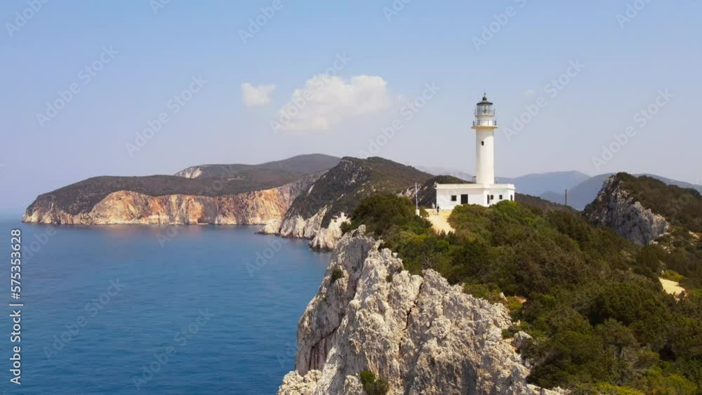Aerial drone view of Zakynthos lighthouse and nature and sea, Greece Aerial drone view of Zakynthos lighthouse and nature and sea, Greece