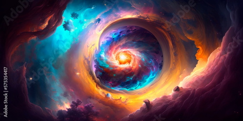 A nebula with vibrant colors and swirling gases Generative AI
